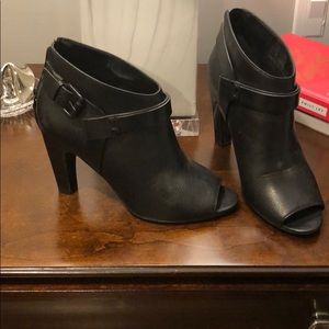 Vince Camuto Signature peep toe heel strap booties